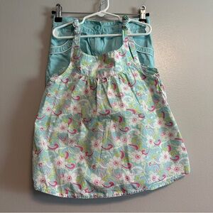 Gymboree Floral Swing Tank & Long Shorts Blue Pink Matching Set Size 8